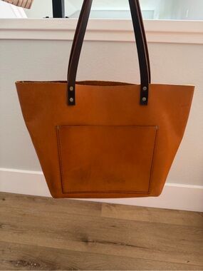 Portland Leather Cognac and Dark Brown Leather Tote